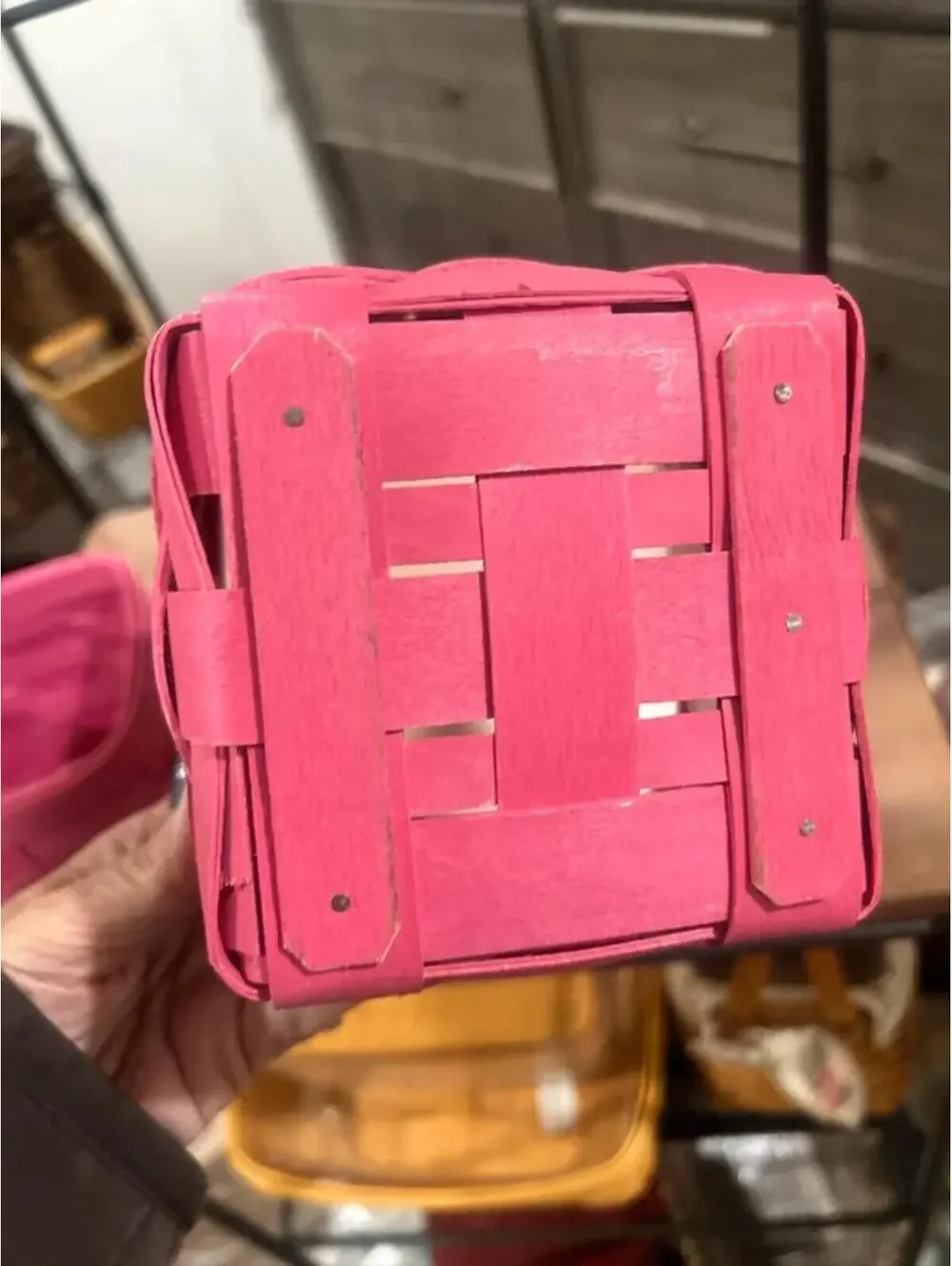 Longaberger basket hot pink  square